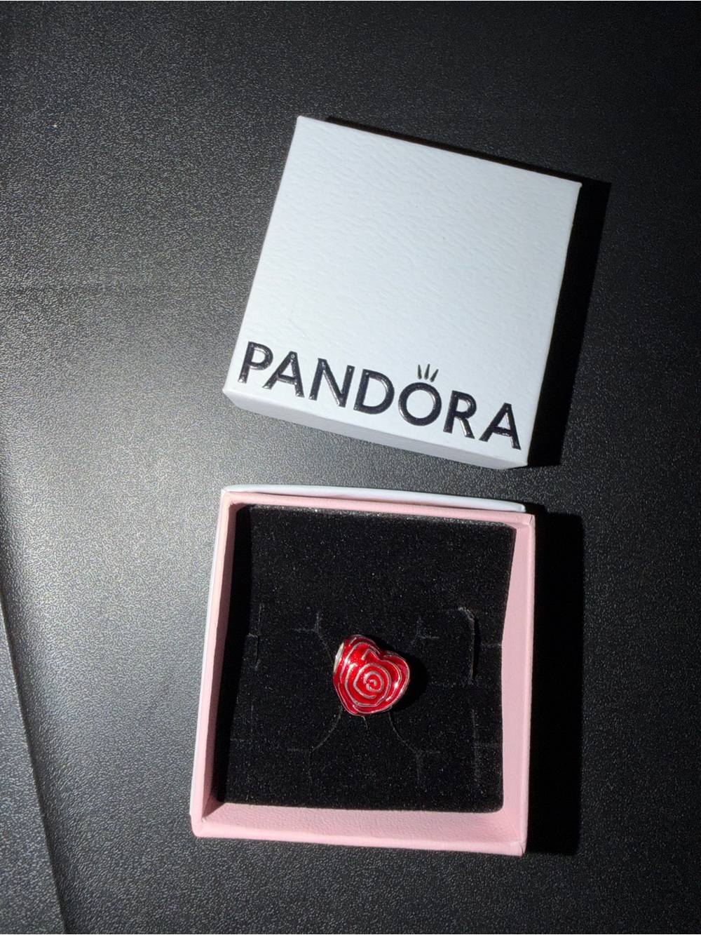 Pandora Red Heart Rose Heart Charm